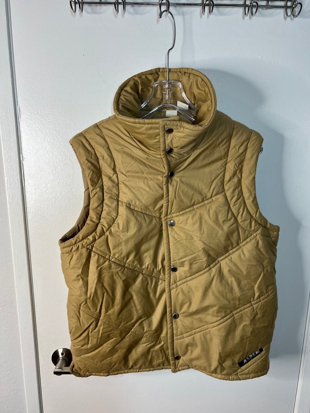 Vintage Aspen Men's Puffer Vest Beige ~ Size L